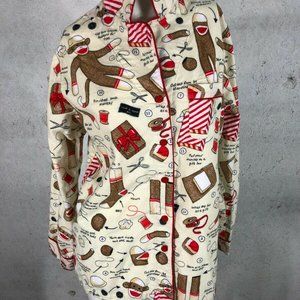 Nick & Nora Sock Puppet Pajama Button Up Top Size